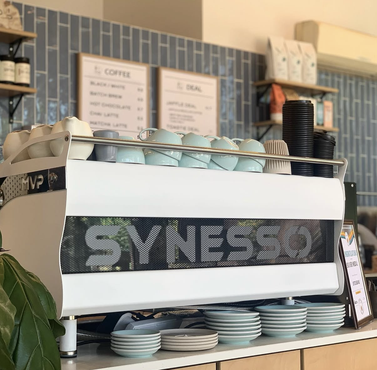 Synesso MVP espresso machine on a cafe bar